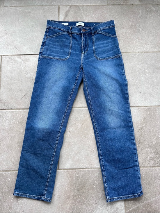 LOFT Denim - LOFT Straight Denim Jeans Blue Medium Wash Button Zip 5-Pocket Women Size 4